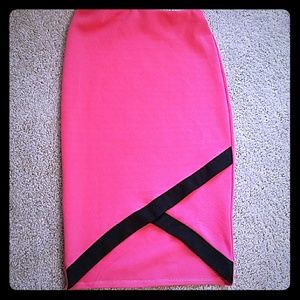Salmon and Black Asymmetrical Skirt